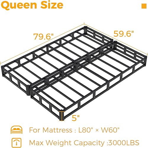 Miniatura 87 de Somier individual XL de 9 pulgadas, base de cama de metal resistente con funda de tela, base de colchón, fácil montaje, sin ruido, color negro 9