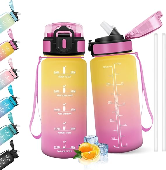 HoneyHolly Gourde 1L, Réutilisable, Gourde Sport, Marqueur