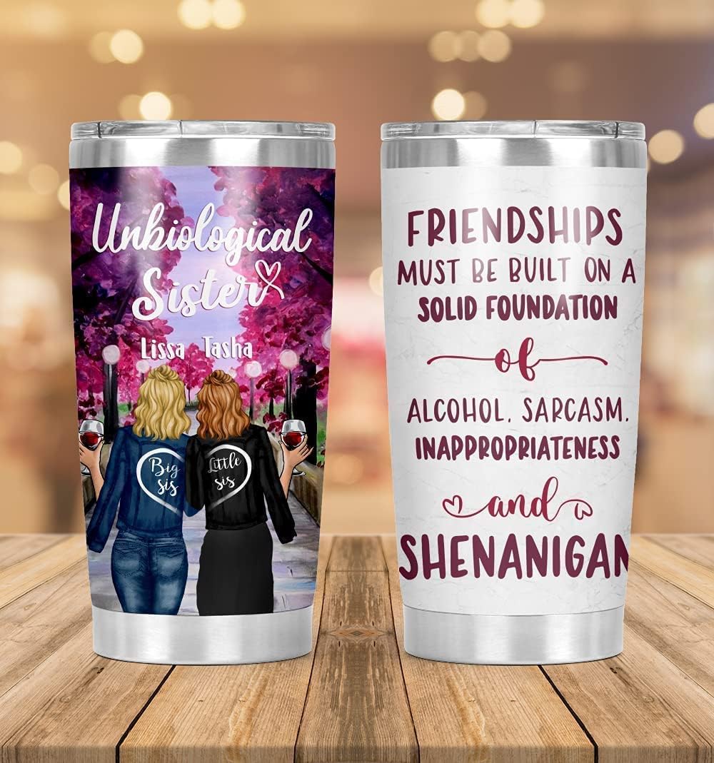 ORIWAVE Life Is Sweeter With A Sister Cup, Personalized Best Friends Mug/Tumbler, Sister Gift, Birthday Best Friend Gift