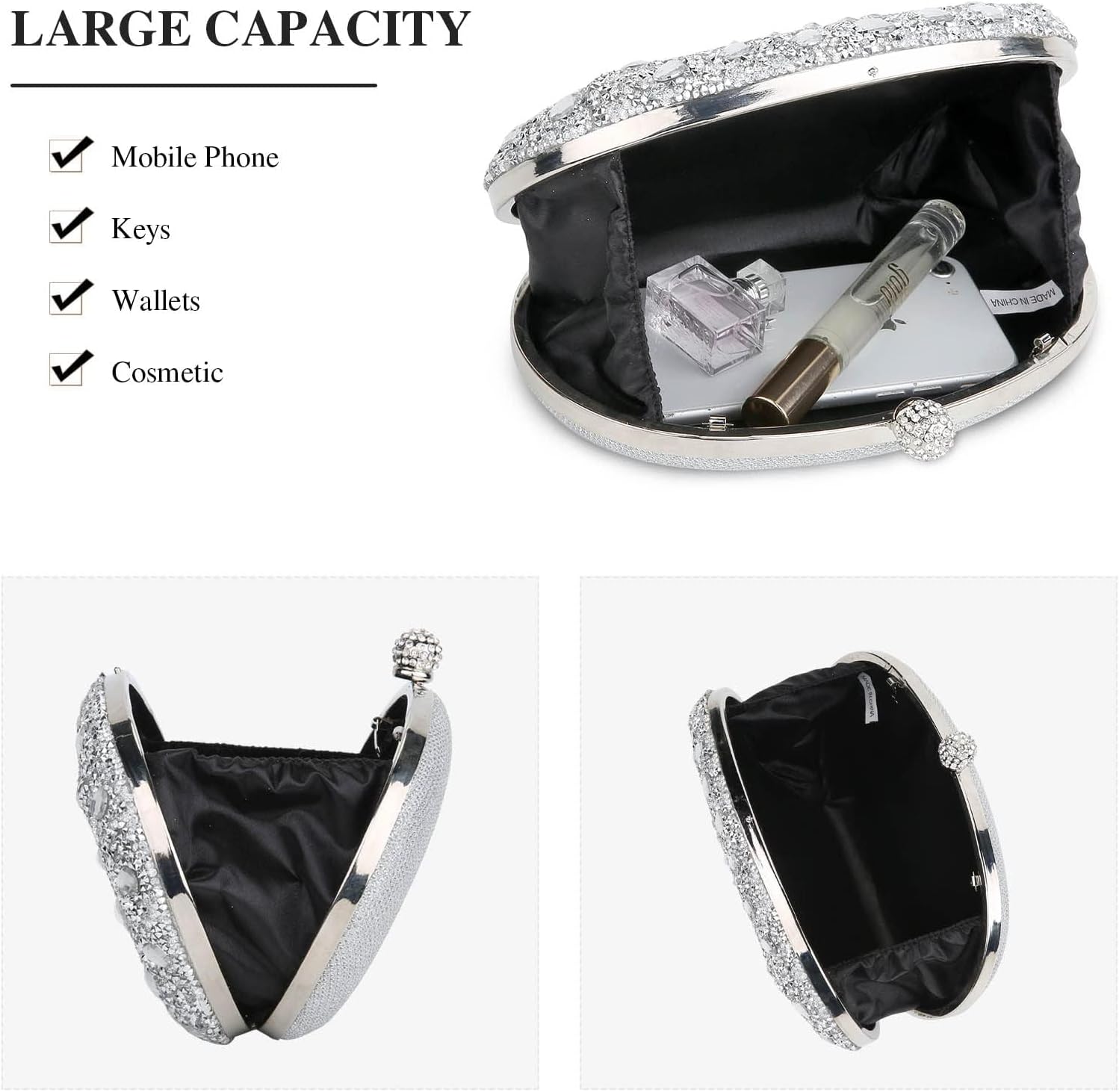 UBORSE Clutch Bag Women Shoulder Bag Small Crystal Bag Elegant Rhinestone Clutch Evening Purse for Wedding Cocktail Party - Image 6