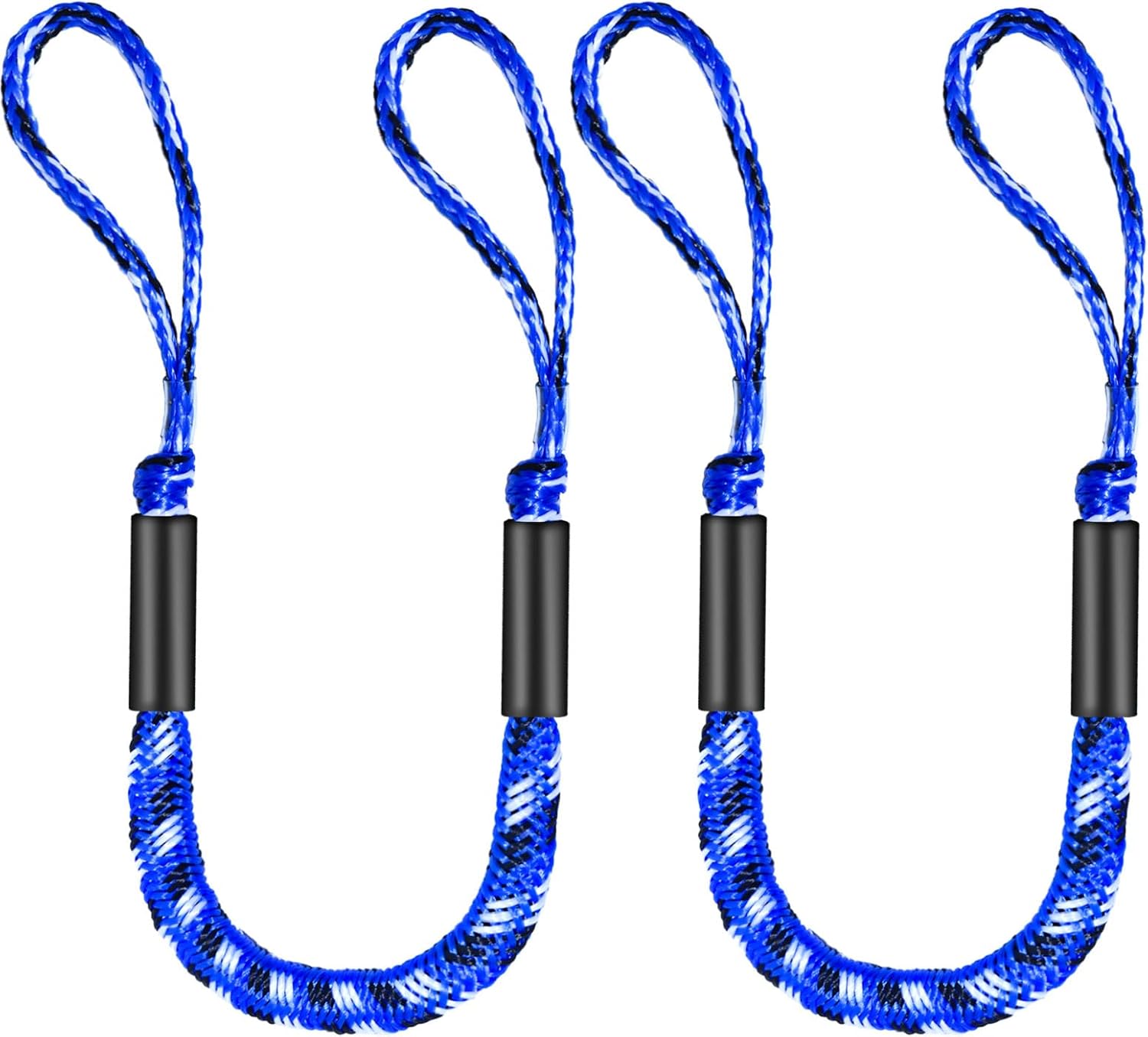 3FT Bungee Dock Line for Boats with Loops – Connect or Secure Docking for Small & Medium Sized Boats Like Kayak,PWC, Canoe, Bass Boat, Jon Boat, Boat Fender Lines (Blue,Black&White)