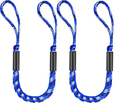3FT Bungee Dock Line for Boats with Loops Connect or Secure Docking for Small & Medium Sized Boats Like Kayak,PWC, Canoe, Bass Boat, Jon Boat, Boat Fender Lines Blue,Black&White