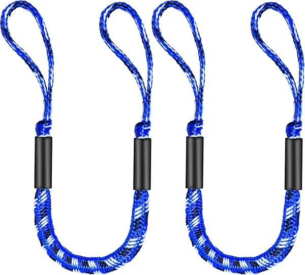 3FT Bungee Dock Line for Boats with Loops – Connect or Secure Docking for Small & Medium Sized Boats Like Jet Ski, Kayak,PWC, Canoe, Bass Boat, Jon Boat, Boat Fender Lines (Blue,Black&White)