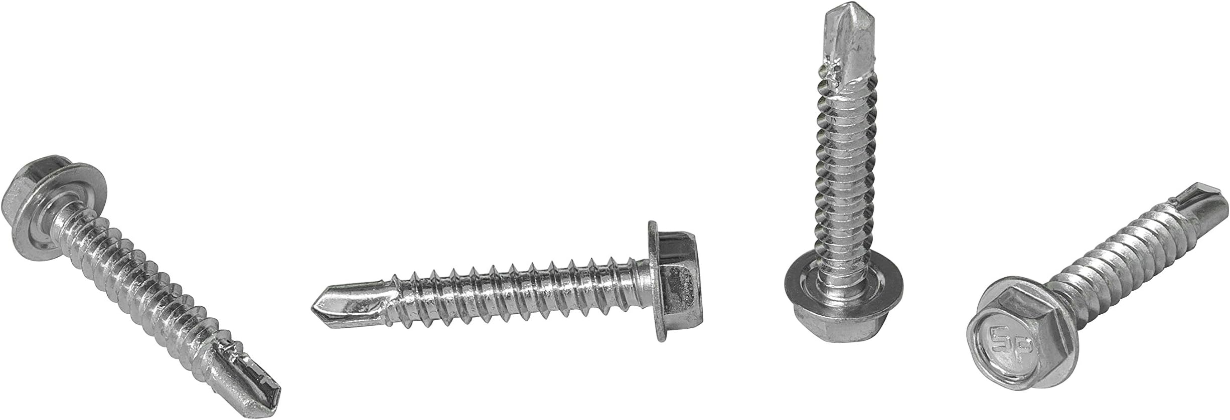 #8 x 1'' Hex Washer Head Self-Drilling Tek Screw, Zinc Plated Steel, Box of 100