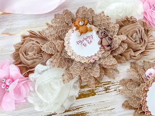 Pink Teddy Bear Maternity Sash, Pink Teddy Bear Shower. Baby Shower Sash