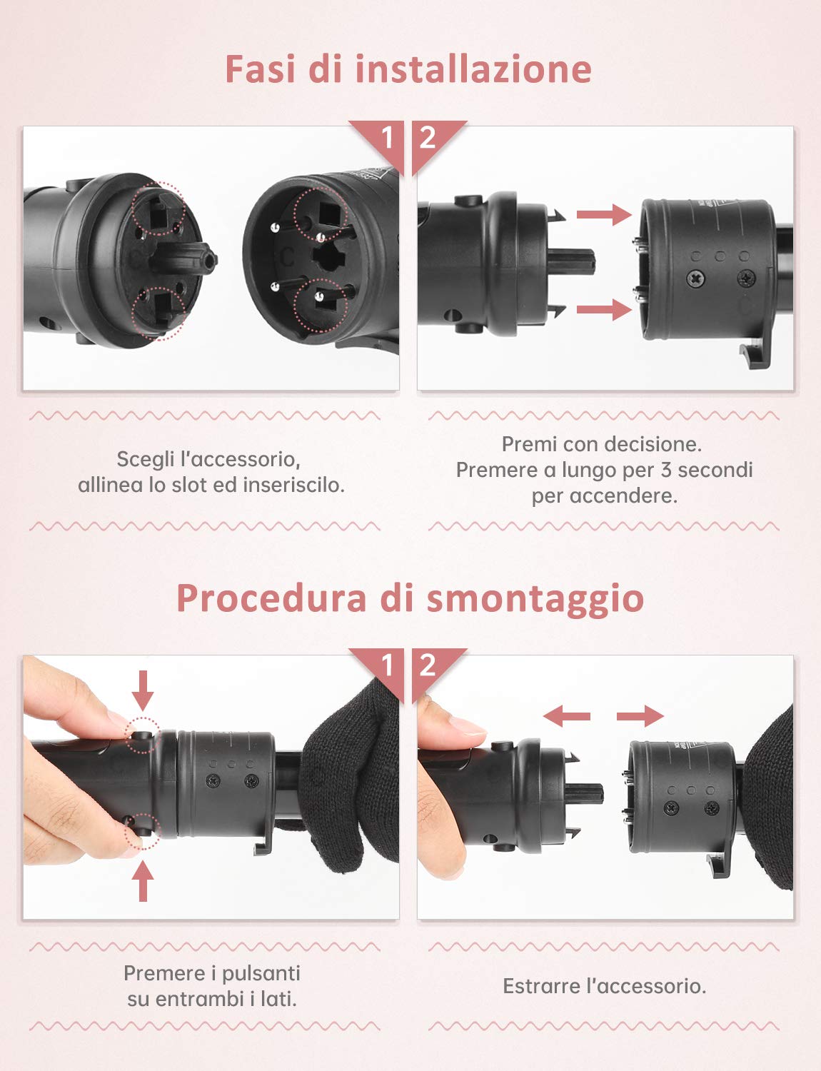 LOETAD Ferro Arricciacapelli 6-in-1 Schermo LCD Temperatura Regolabile 80°C - 230°C Set 9-32MM Capelli Ricci Tormalina e Ceramica