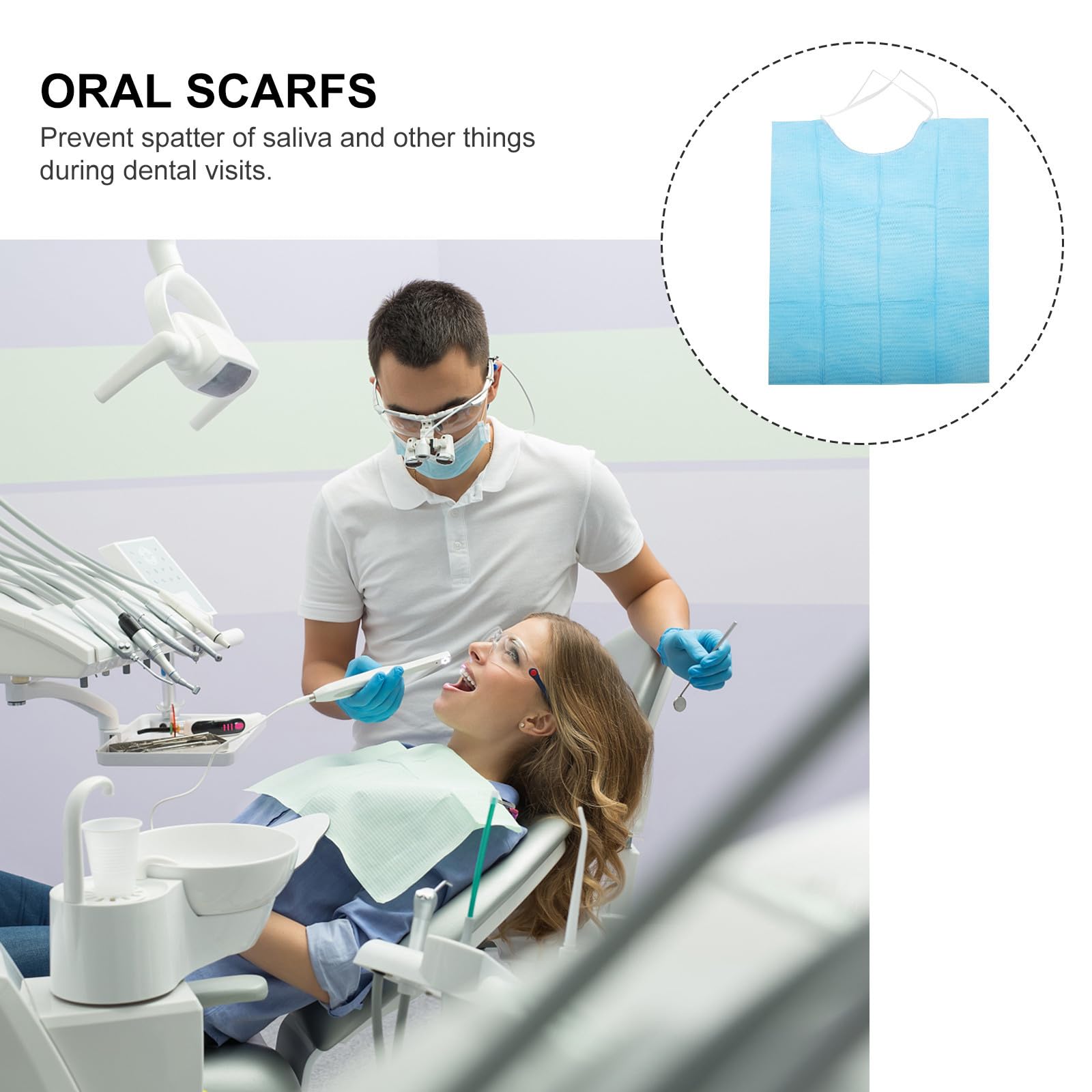 Gatuida 180 Piezas Baberos para Pacientes Desechables Azules, Dental