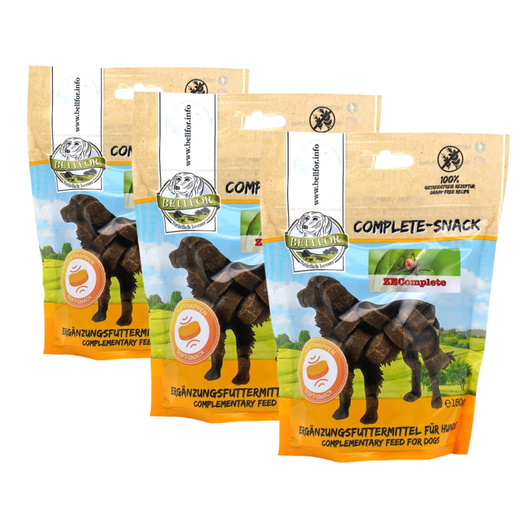Bellfor Spuntino completo ZEComplete per cani – 3x150g spuntino per cani senza cereali con materie prime naturali e alta concentrazione di acido laurico