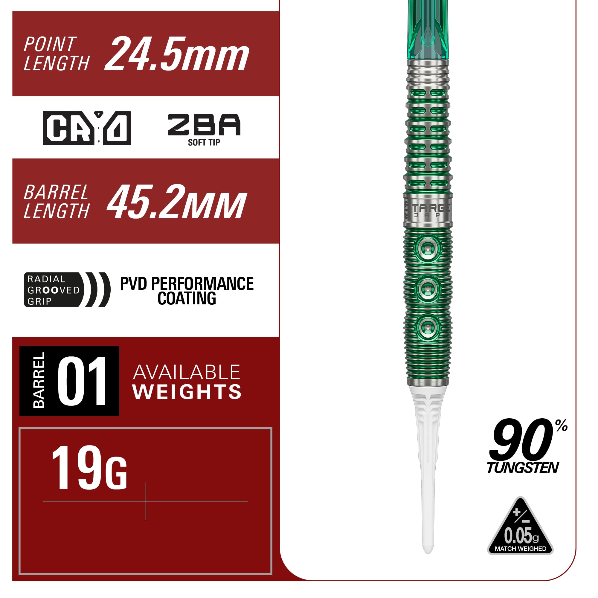 Target Japan Prime Series Xeno G1 Punta Morbida Freccettes con Kflex, 18G | 90% Tungsteno Freccette Set, K-Flex Alette e Aste No.6, 2BA Cryo Tips, Player Motomu Sakai Gen 1