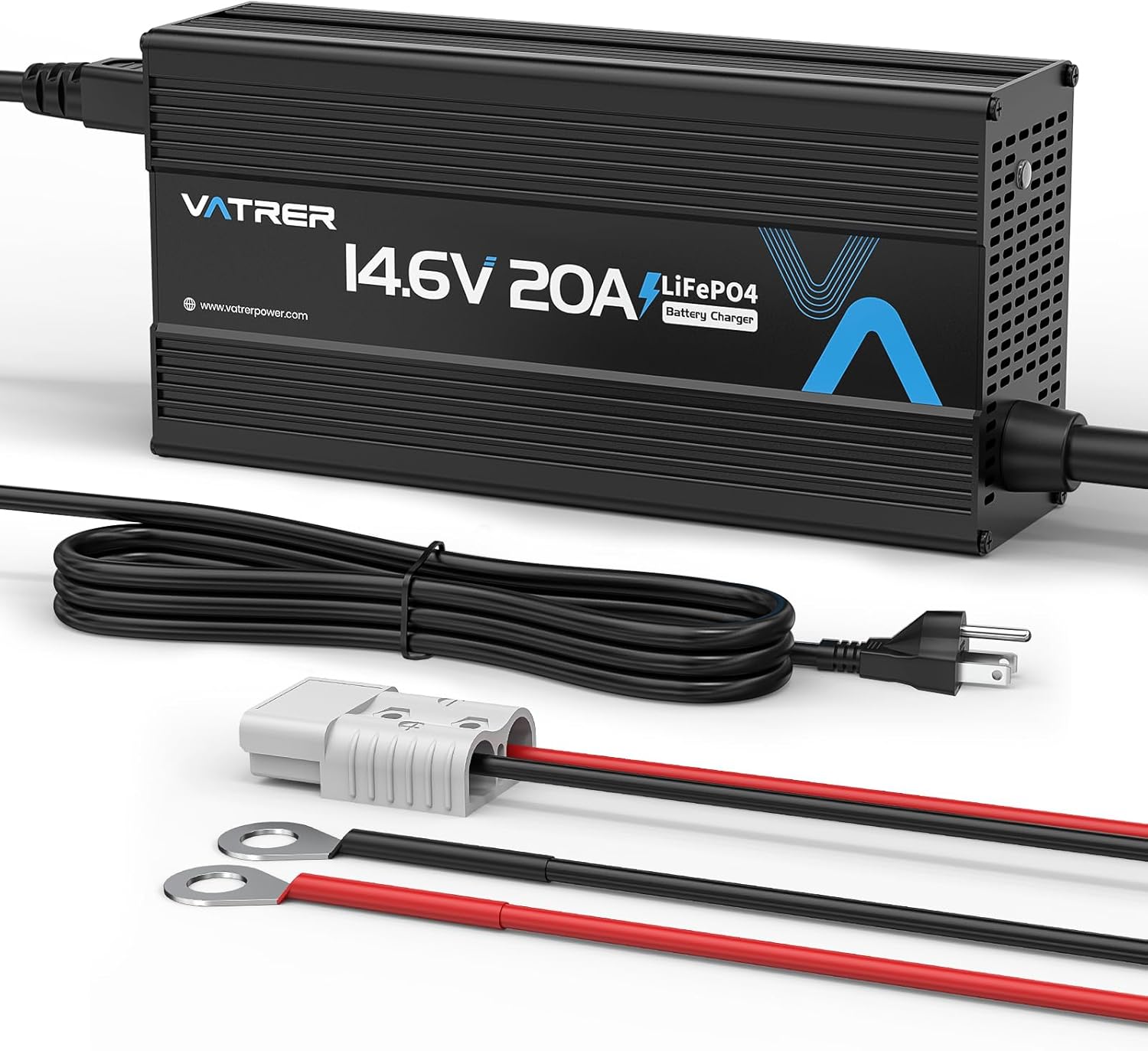 12V 20A Lithium Battery Charger VATRER POWER 14.6V LiFePO4 Battery Charger with 0V Activation, LED I...