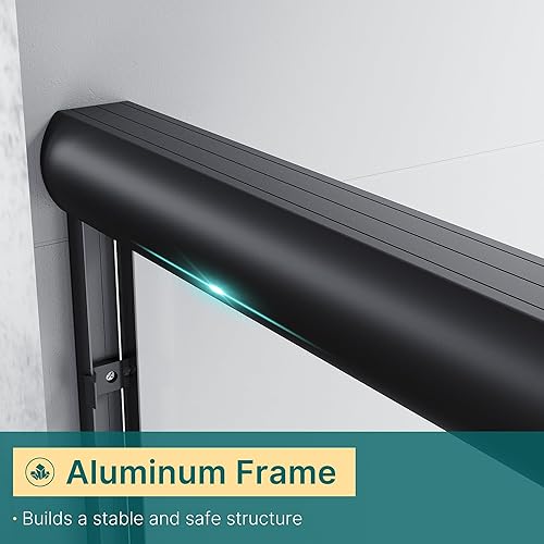 Miniatura 8 de ELEGANT Puerta de ducha corrediza semimarco 60 pulgadas de ancho x 72 pulgadas de alto puerta corrediza de baño con herrajes de vidrio transparente