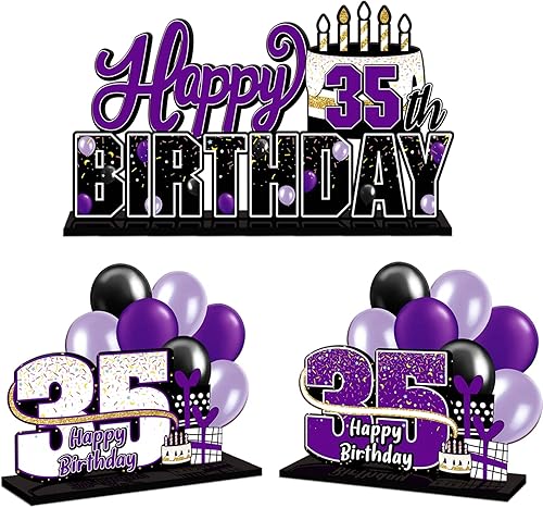 Miniatura 74 de LINGTEER Juego de centros de mesa de acrílico azul con texto en inglés «Happy 100th Birthday» – Decoración de regalo de fiesta de cumpleaños número