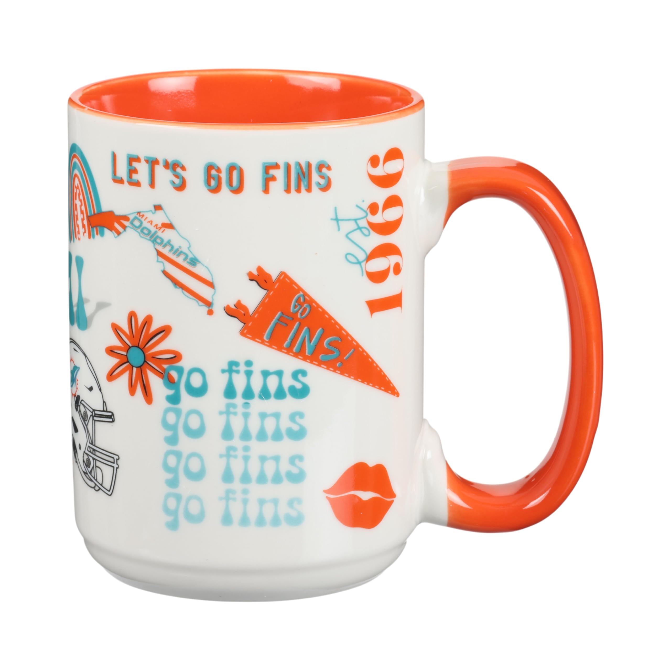 The Memory Company | Licensed NFL 15oz Wood Handle Mug,Miami Dolphins