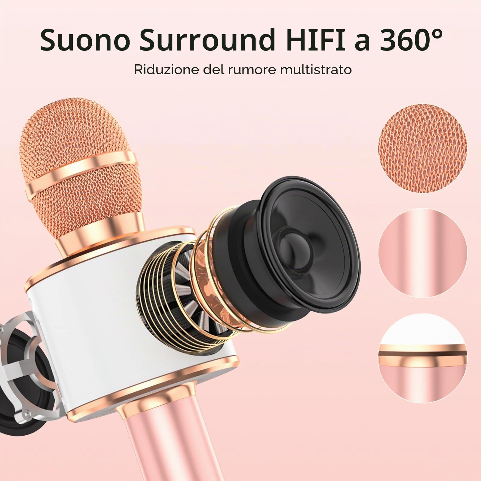 Bambini Karaoke Microfono 3-in-1 Portatile Handheld Bluetooth Microfono Altoparlante Registratore con Voice Changer Singing Giocattoli per Ragazzi Ragazze Adulti Regalo di Compleanno di Natale