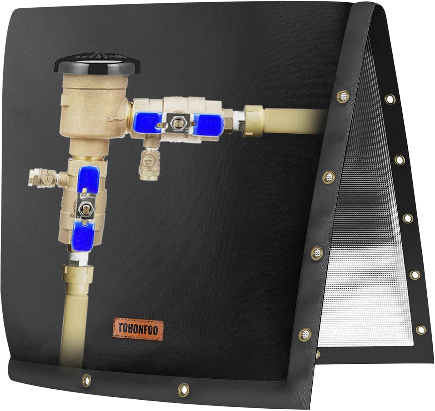 2-Way Opening Backflow Preventer Pipe Insulation Cover (5°F) - Irrigation Sprinkler Valve Cover - Water Well Pump Cover - Sturdy 5 Layers for Winter Freeze Protection (24" W x 36" H, Beige