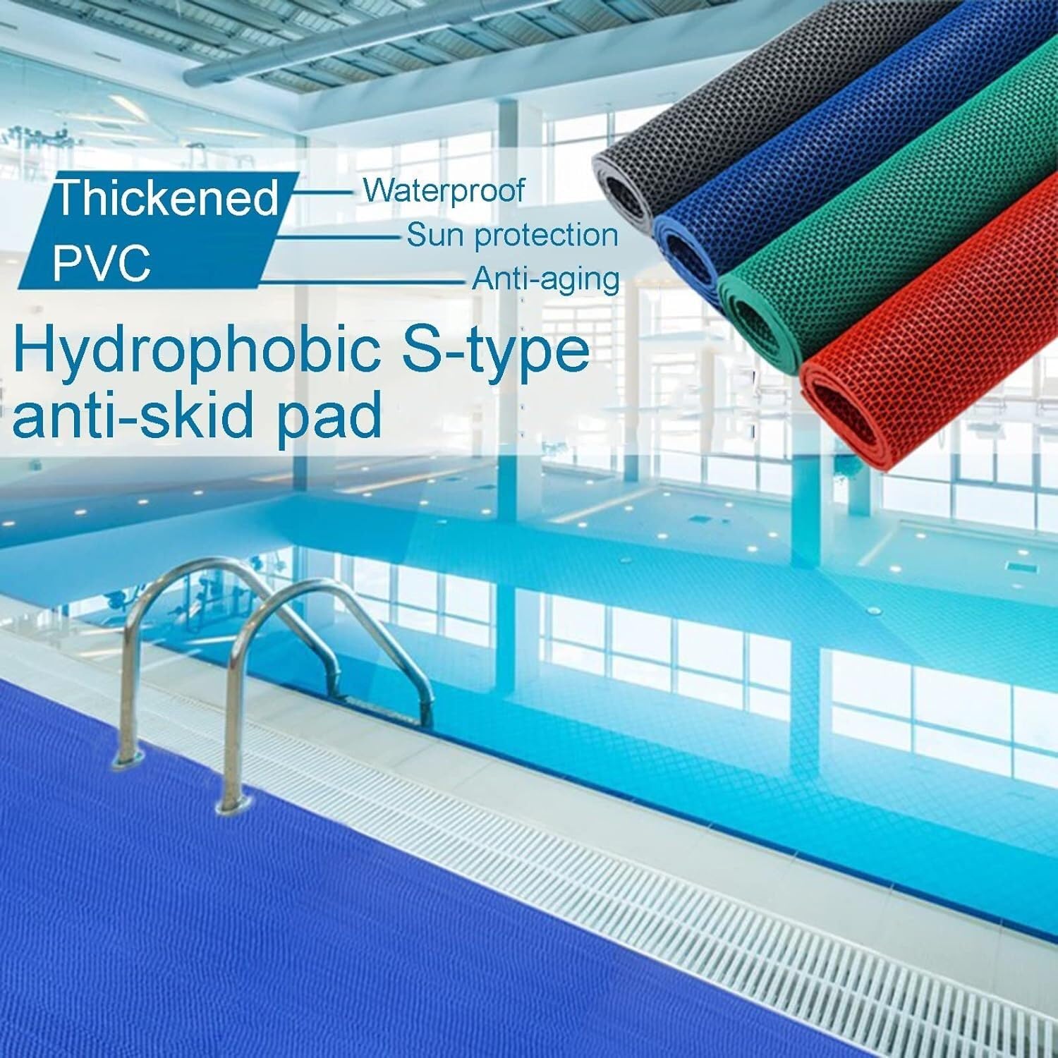 LNNNW rainage rutschfest Bodenmatte Drainage-Antirutschmatte, schneidbare Badezimmer-Bodenmatte, Dusche, Küche, Balkon, Nassbereich-Teppich Badkammer mit Garten(120x900cm)