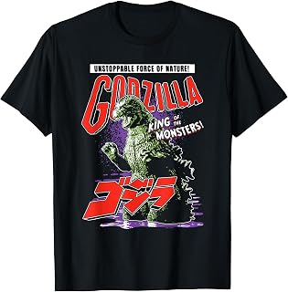 Godzilla Unstoppable Force of Nature Retro Kanji Kaiju Movie T-Shirt