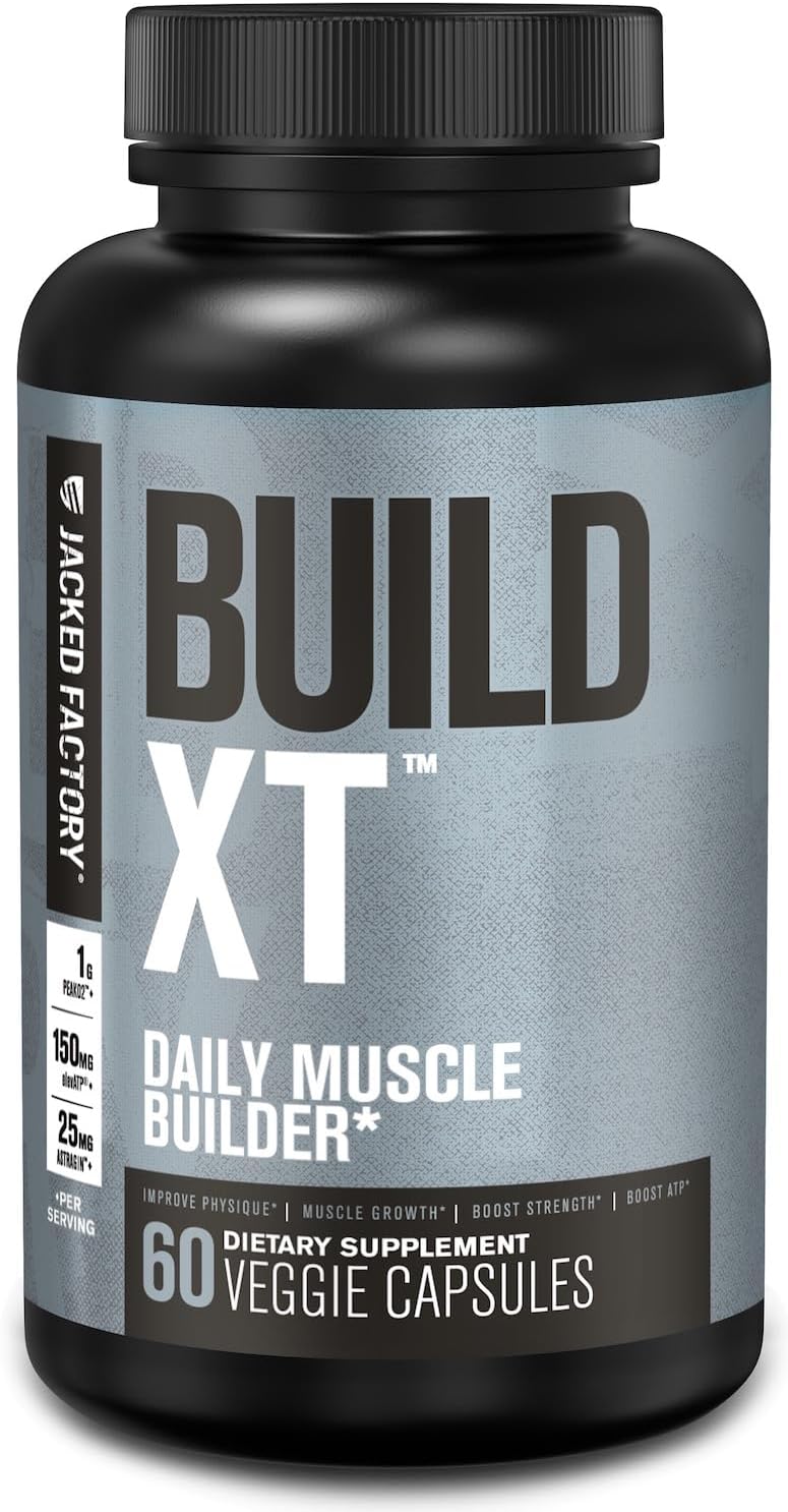 Build-XT Daily Muscle Builder & Performance Enhancer - Muscle Building Supplement for Muscular Strength & Growth | Trademarked Ingredients Peak02, ElevATP, & Astragin - 60 Veggie Pills