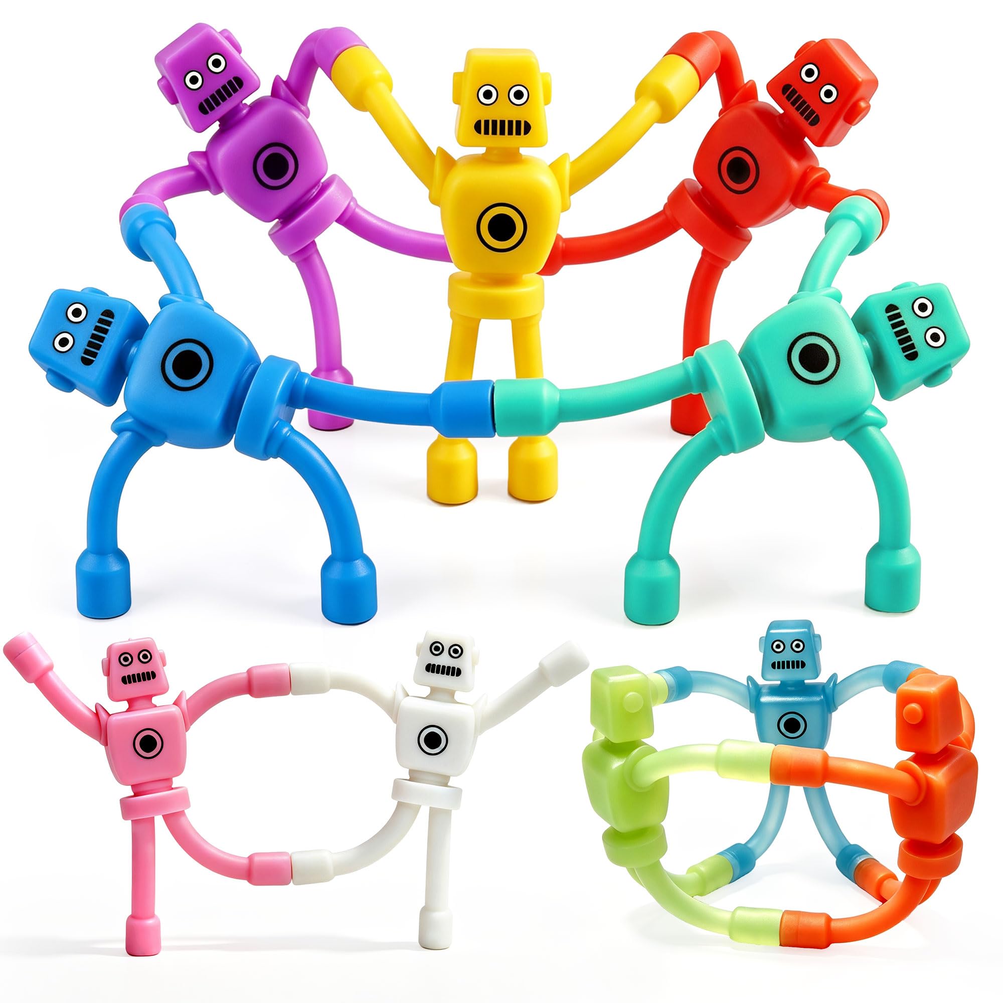Houbobo Magnetic Fidget Robots, Travel Toys for Kids, 10-Piece Set