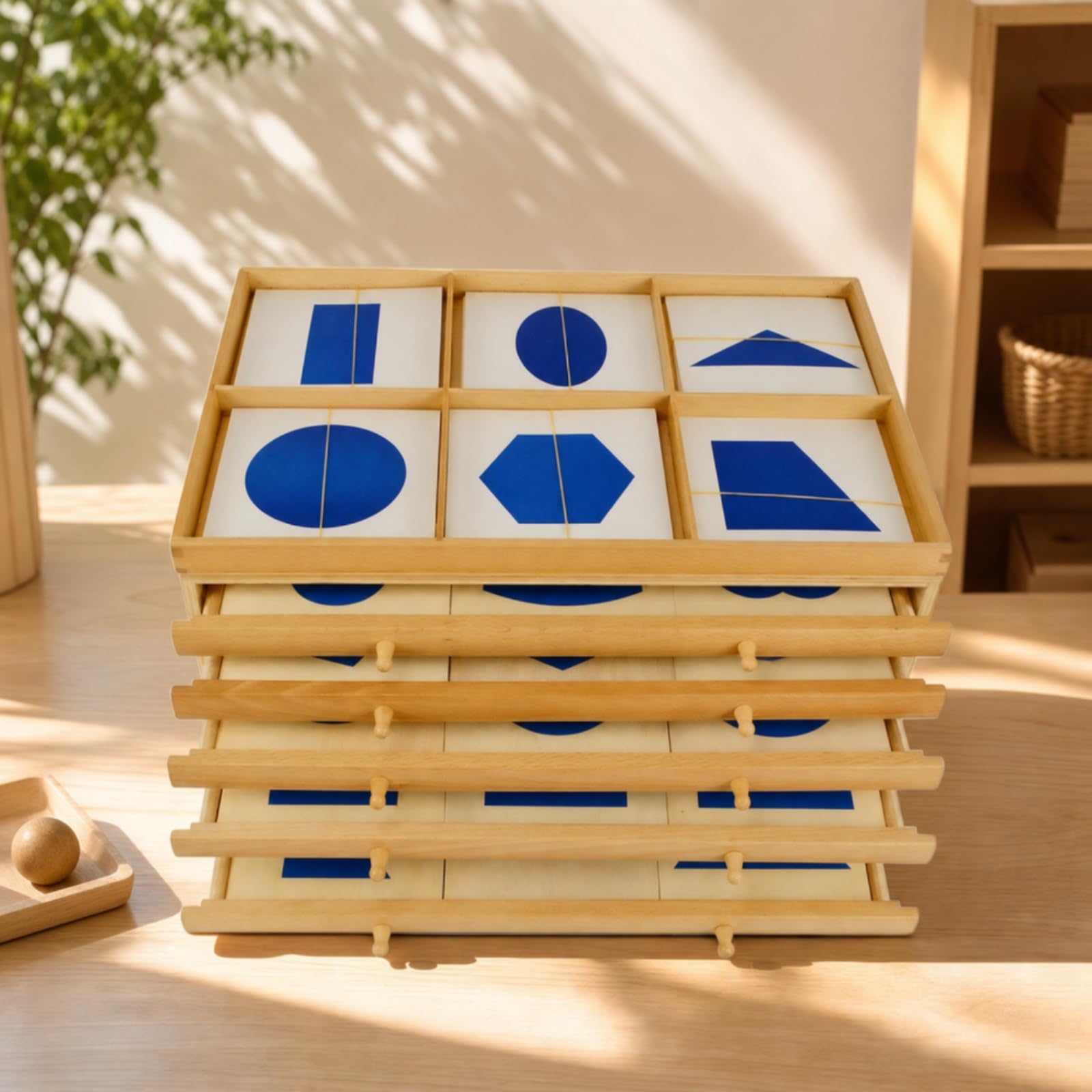 Qianly Cassettiera Geometrica Didattico Cassettiera per Bambini Educativo Ordinato Giocattolo per Scuola Dell'infanzia, Casa