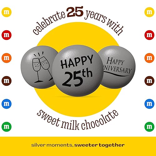 Miniatura 3 de M&M'S Caramelo de chocolate con leche prediseñado para el 25 aniversario, 5 libras de dulces a granel perfectos para fiestas de aniversario de