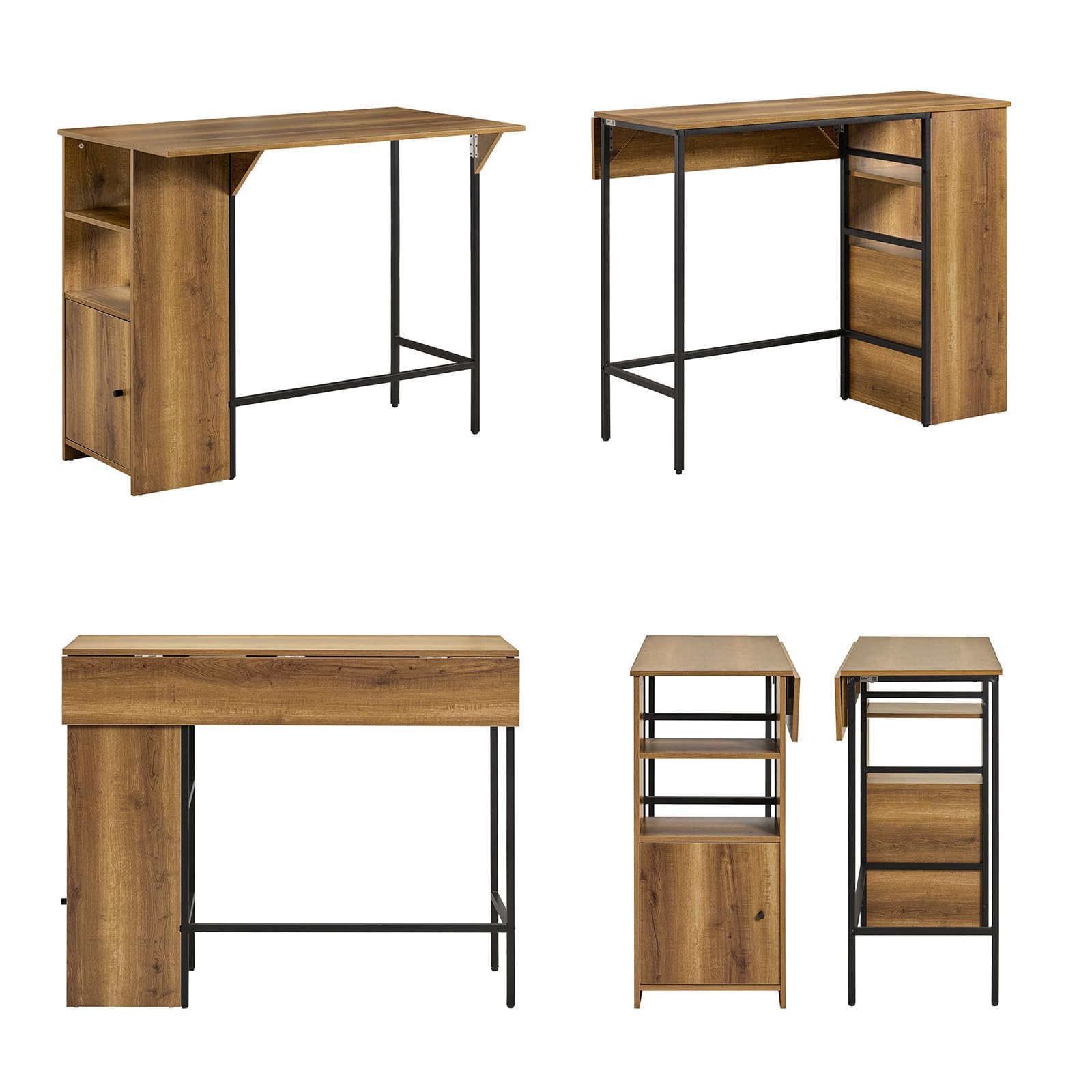 SoBuy Table Haute de Cuisine avec Plateau Extensible – Mange Debout pour Petits Espaces, Table de Salle à Manger Moderne, Bar pour Cuisine, Salon ou Bar à Café 120 × 45/63 × 95cm, FWT98-PF