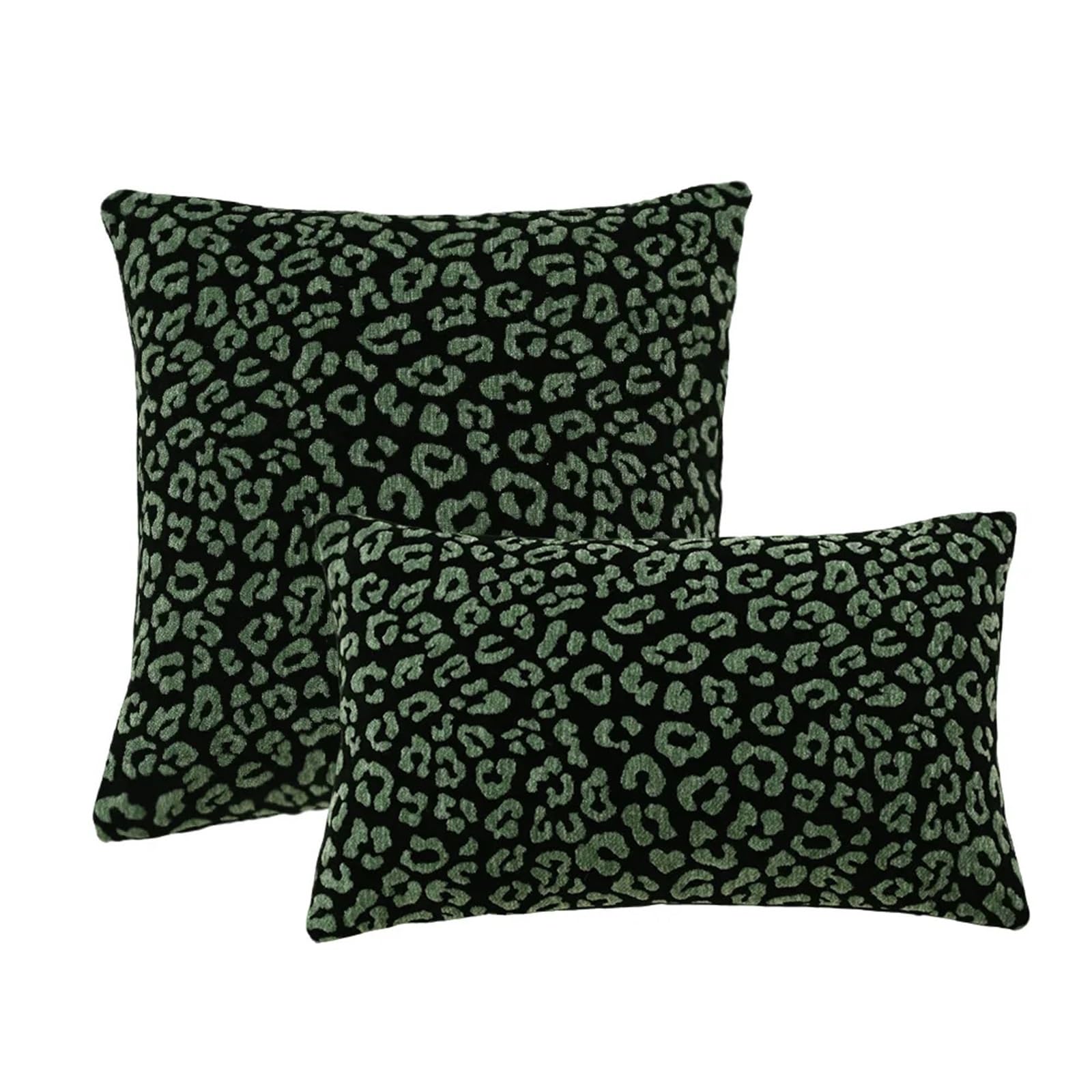 IUVYTA Chenille Pillow Covers Green Cushion Cover 45x45cm Chenille Jacquard Plush Throw Pillow Decoration Ethnic Living(Leopard 30x50cm)
