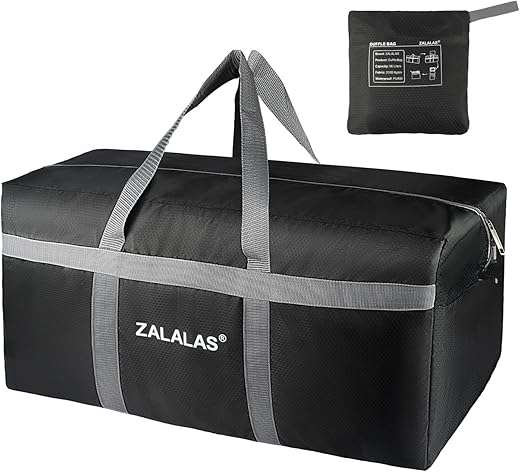 ZALALAS Travel Duffle Bag, 96L Foldable Extra Large Holdall Bag Lightweight Duffel Bag for Men Women Water-Proof &Tear Resistant,Black