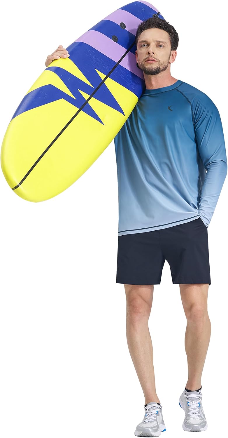 Mens Rash Guard UPF 50+ Swim Shirts UV Sun Protection T-Shirt Quick Dry Long Sleeve Beach Shirts for Fishing - Image 4