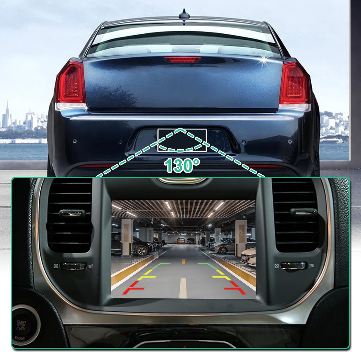 GreenYi OE Backup Camera (Part # 68210237AF) Fit for Chrysler 300 (2015-2020) - Replaces Part # 68210237AA / AB/AC/AD/AE/AF, 68212996AC / AD/AE/AF/AG, 68386753AA / AB/AC/AD