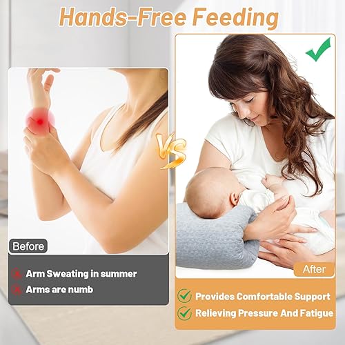 Miniatura 5 de KAKIBLIN Almohada de brazo de lactancia para bebé, almohadas de lactancia para bebés recién nacidos, portátil y lavable, artículos esenciales de