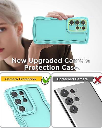 Miniatura 5 de AICase Lindo marco ondulado rizado de color sólido suave compatible con la funda del teléfono Samsung Galaxy (azul, Galaxy S20)