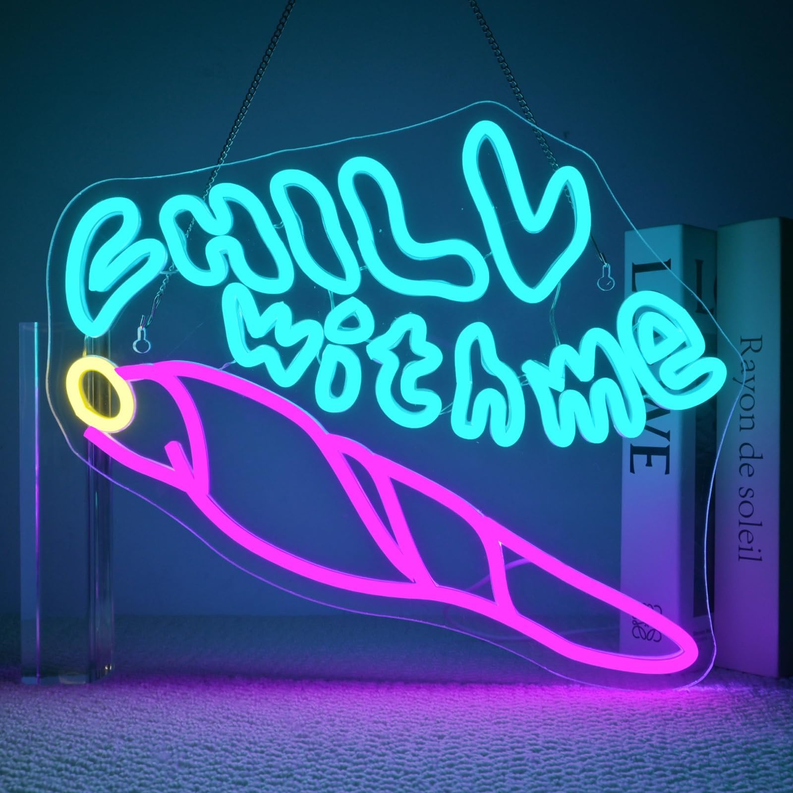 ineonlife Chill With Me Neon Sign Bookshop Neon Signs for Wall Decor Blue Led Light for Bookshop Reading Room Office Club Decor Birthday Christmas Gifts for Teens