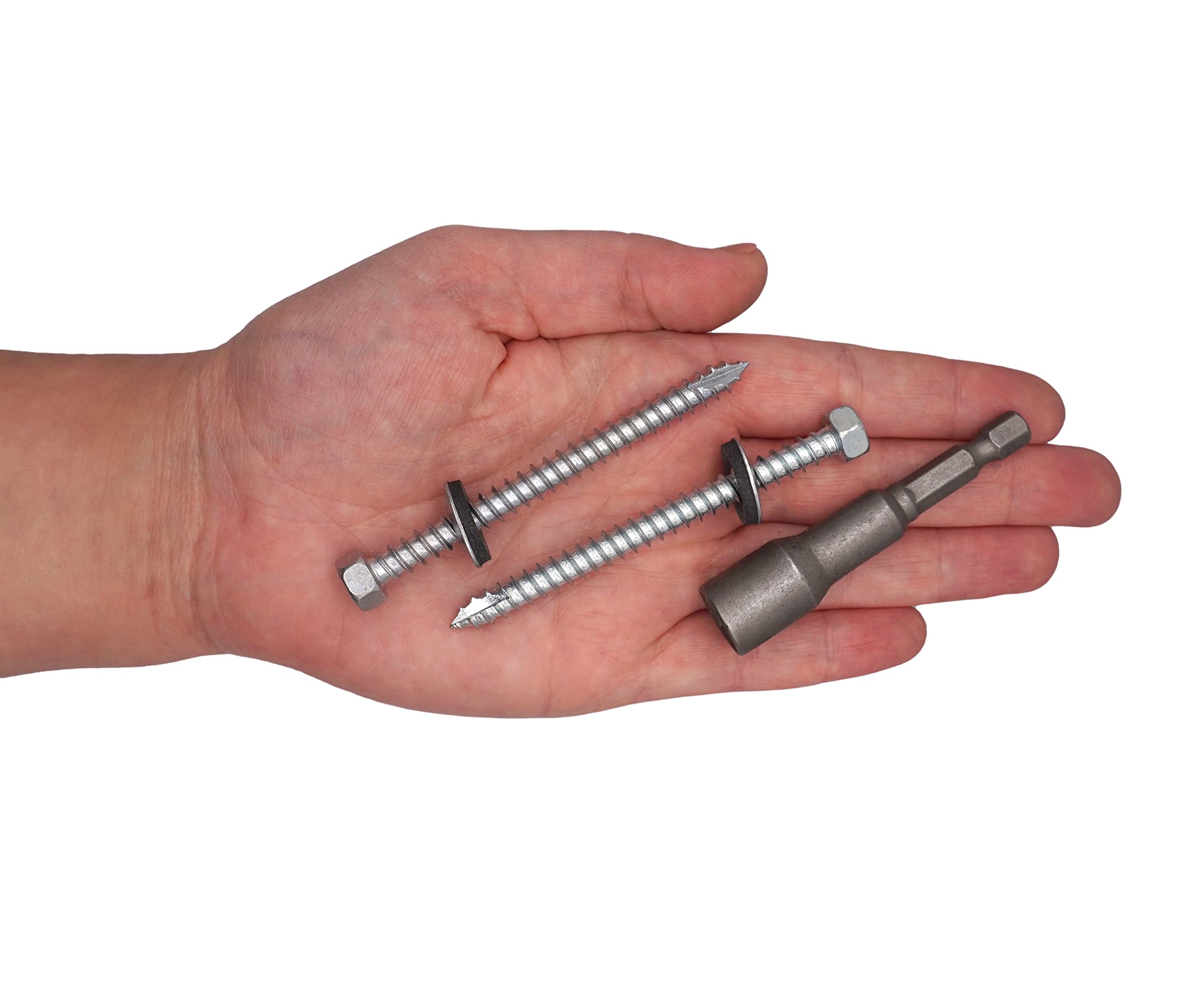 SKIR'CO Tornillos para techos chapados en zinc, 6,5 x 75 mm, tornillos autorroscantes con arandelas EPDM, cabeza hexagonal