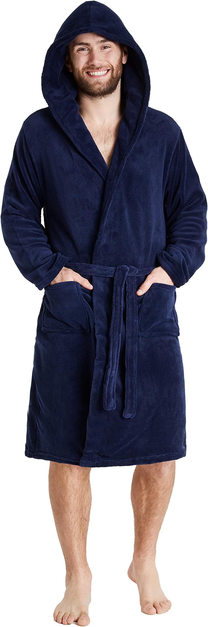 CityComfort Mens Dressing Gown, Shawl Collar or Hooded Bathrobe Super Soft Fleece Cosy Loungewear Adults Teens - Gifts for Him
