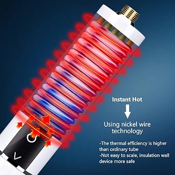 Instant Electric Water Heater, 3500W Mini Electric Water Heater, Intelligent Instantaneous Water Heater Heater with Temperature Display for Bathroom Kitchen, UK Plug (White)