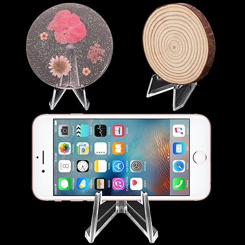 Miniatura 4 de Yalikop 48 soportes de exhibición de caballete acrílico transparente de 2.25 pulgadas, soportes para tarjetas deportivas, monedas, caballetes de