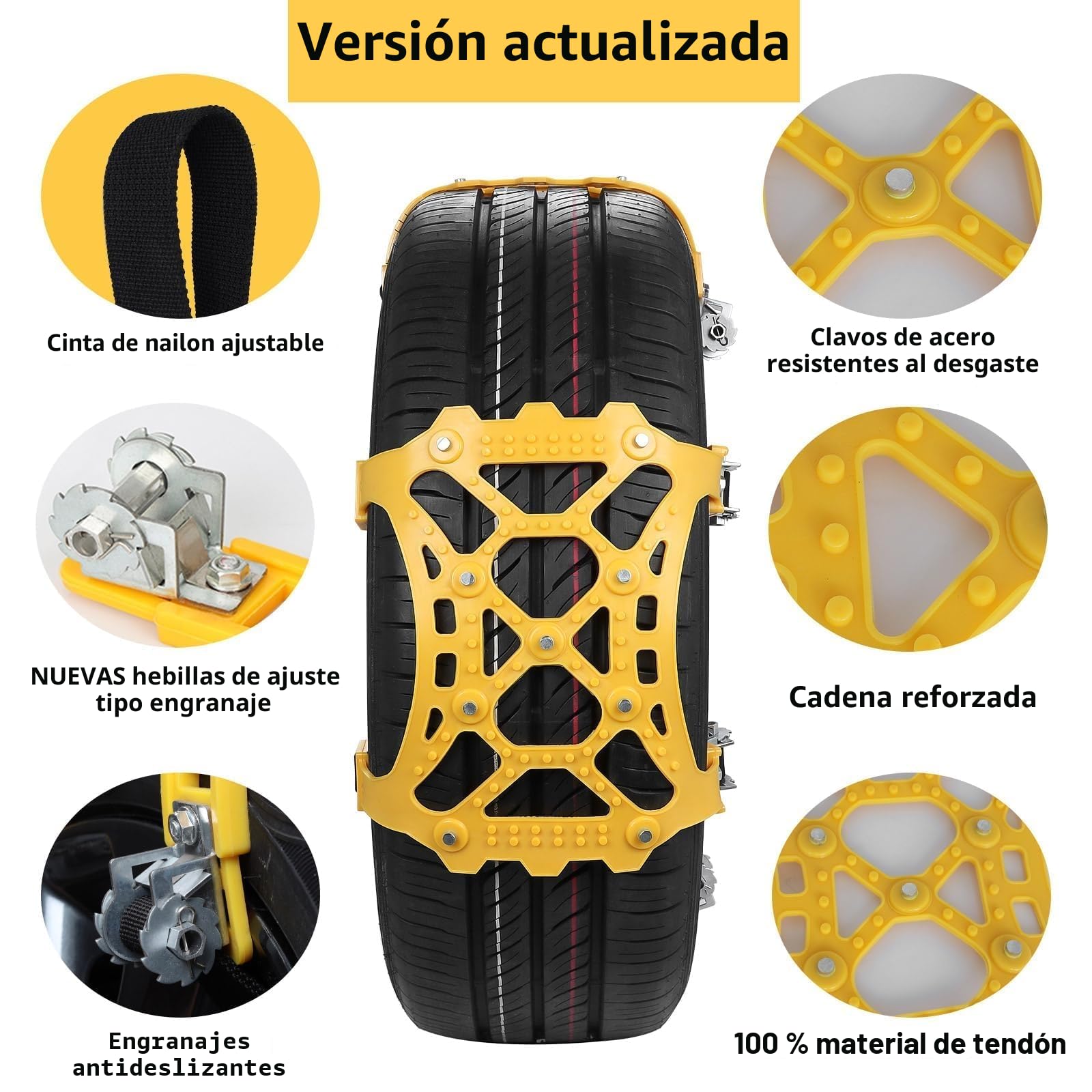 Cadenas De Nieve Universales Para Coche, 6 Unidades Antideslizantes, Para Neumáticos De 165 A 265 Mm De Ancho, Para Vehículos Utilitarios Deportivos, Fáciles De Montar Para Invierno, Hielo, Barro
