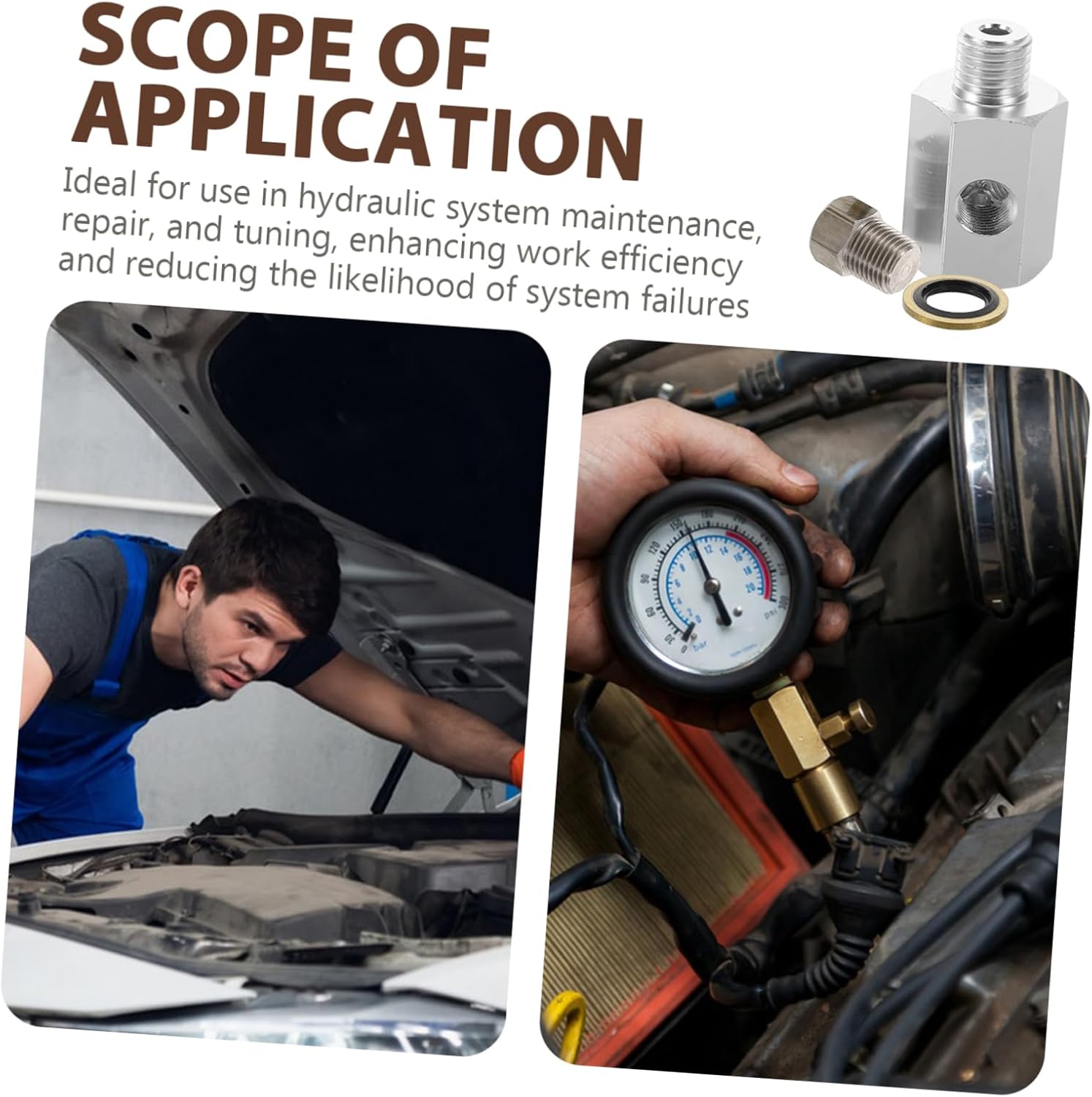 Unomor Oil Pressure Connector Aluminum Alloy Adapter for Hydraulic Systems Compatible with Bmw and Car Accessories for Maintenance and Repair