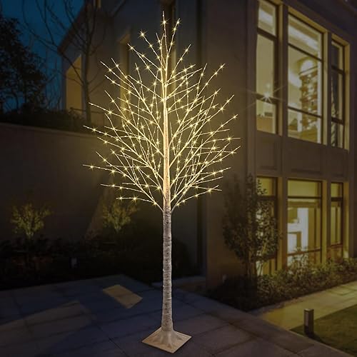 Miniatura 8 de Árbol de abedul iluminado con 600 luces LED de 7 pies, incluye luces parpadeantes, árbol de abedul LED con temporizador, árbol iluminado para