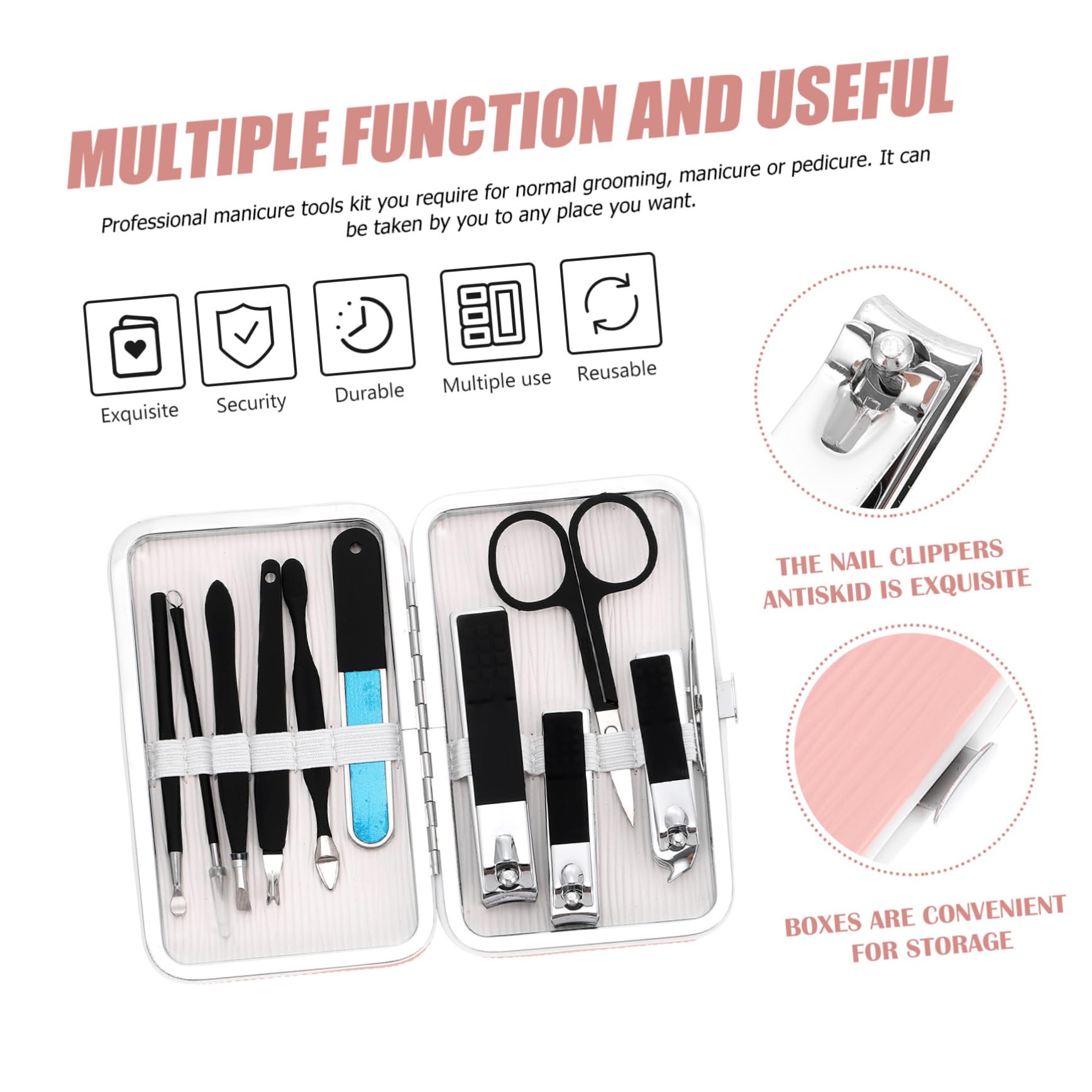 SHERCHPRY Kit Tagliaunghie Da Donna Per Manicure e Pedicure Strumenti Professionali Tagliaunghie Per Cura Delle Unghie Per Viaggi e Uso Quotidiano