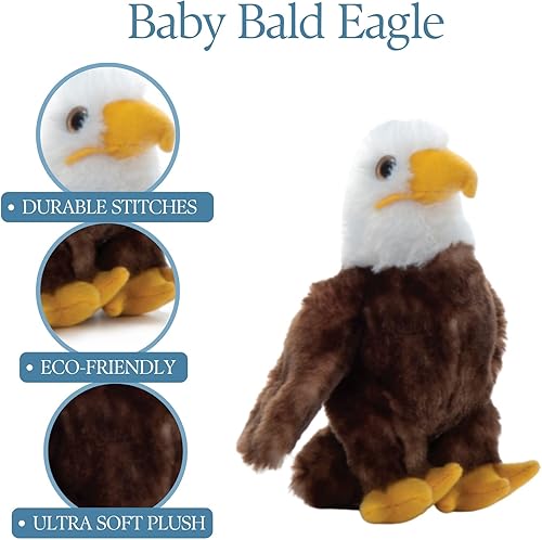 Miniatura 8 de The Petting Zoo Bald Eagle Peluche de peluche, regalos para niños, animales del zoológico de Onez Babiez, juguete de peluche de águila, 6 pulgadas