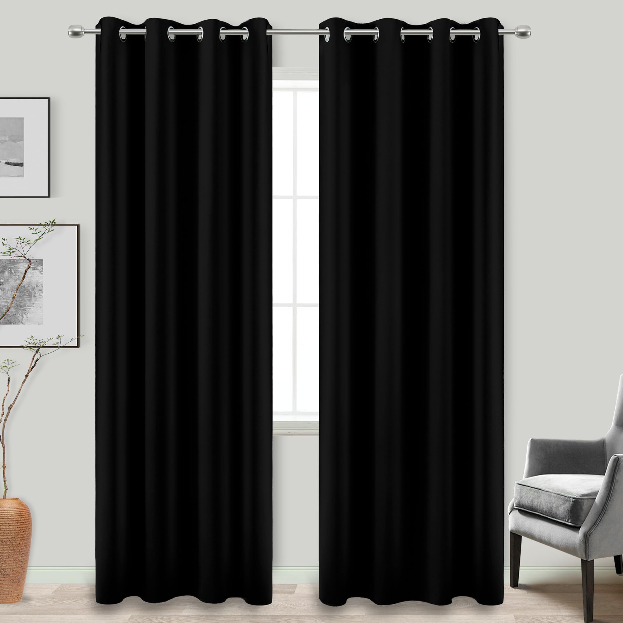 KOUFALL, Blackout Curtains for Sliding Glass Doors, 84 inches long, Heat-Insulated, Curtains for Living Room, Black โ image 1