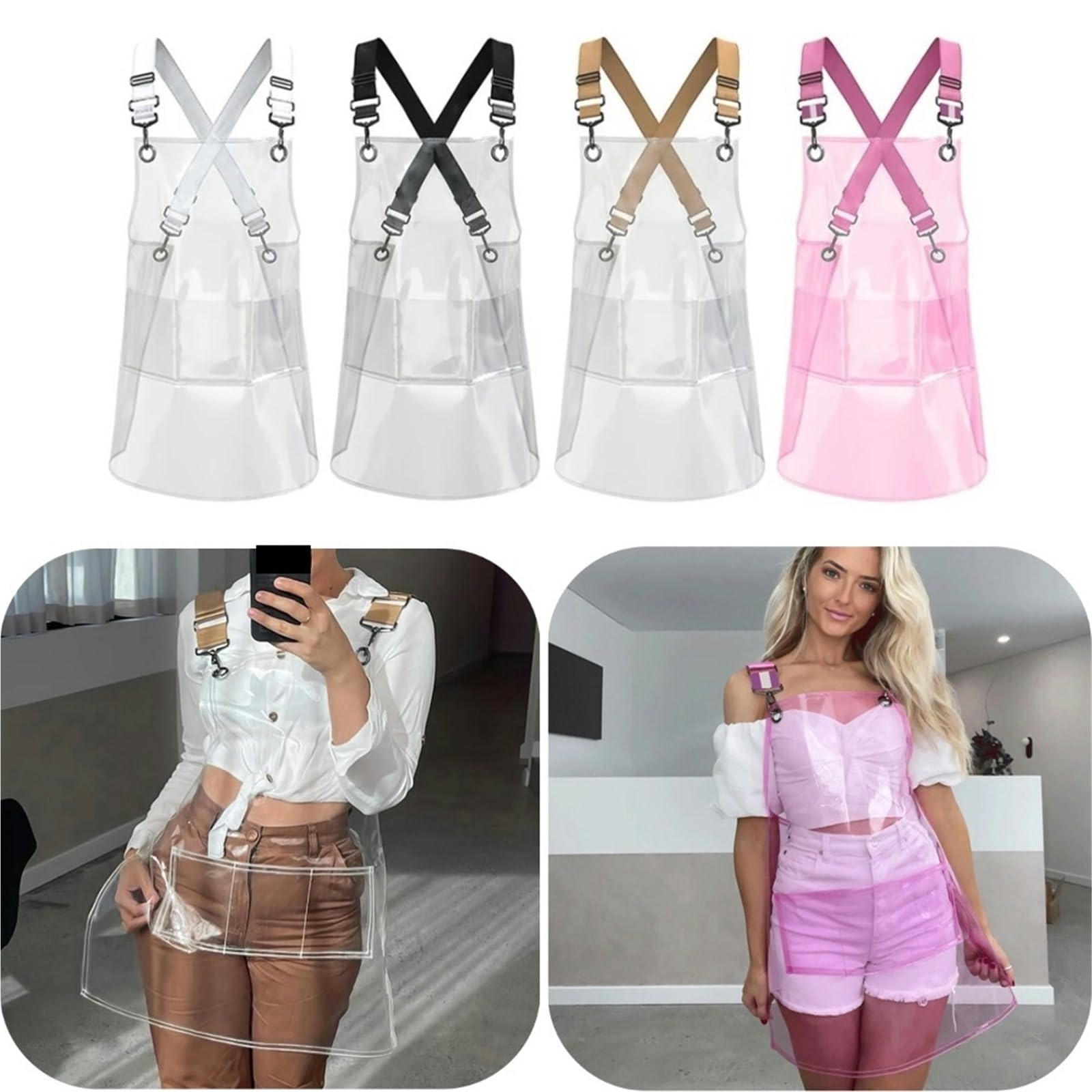 Delantal transparente Delantal transparente de TPU a la moda for peluquero, Chef, cocina, delantales pintura for hornear, delantal trabajo antiincrustante a for hombres y mujeres