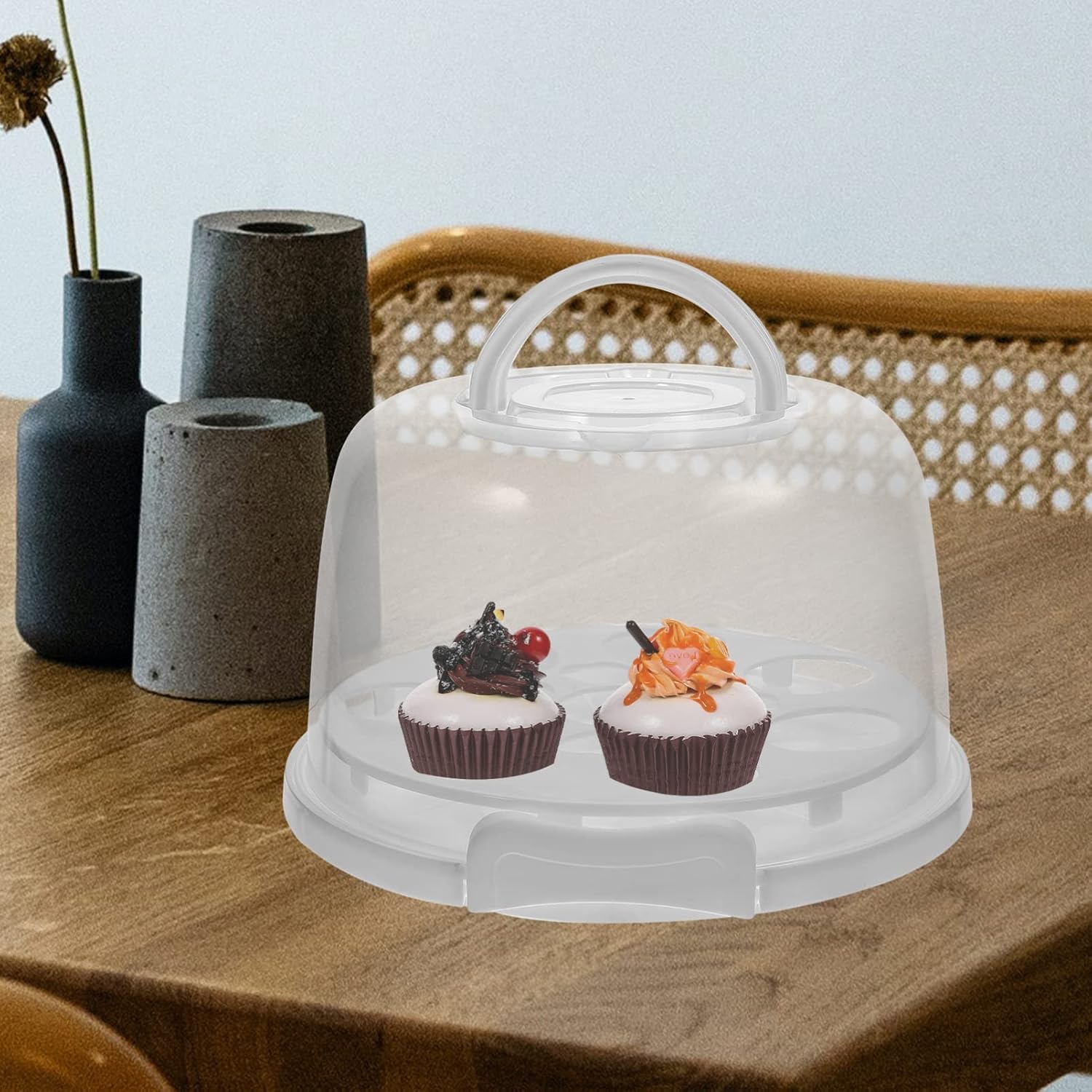 SOLUSTRE 1 Set Clear Cake Carrier with Lid Portable Dessert Storage Box for Cakes and with Folding Handles for for Parties and Celebrations
