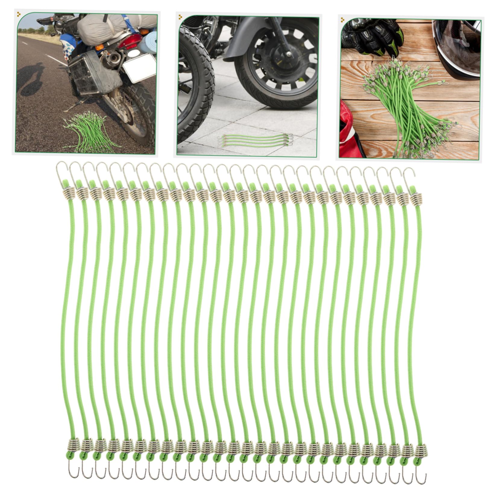 GANAZONO 50 Pezzi Corde Elastiche Mini per Bagagli con Ganci, Lunghezza Regolabile, Fissaggio Sicuro per Campeggio e Trasporto