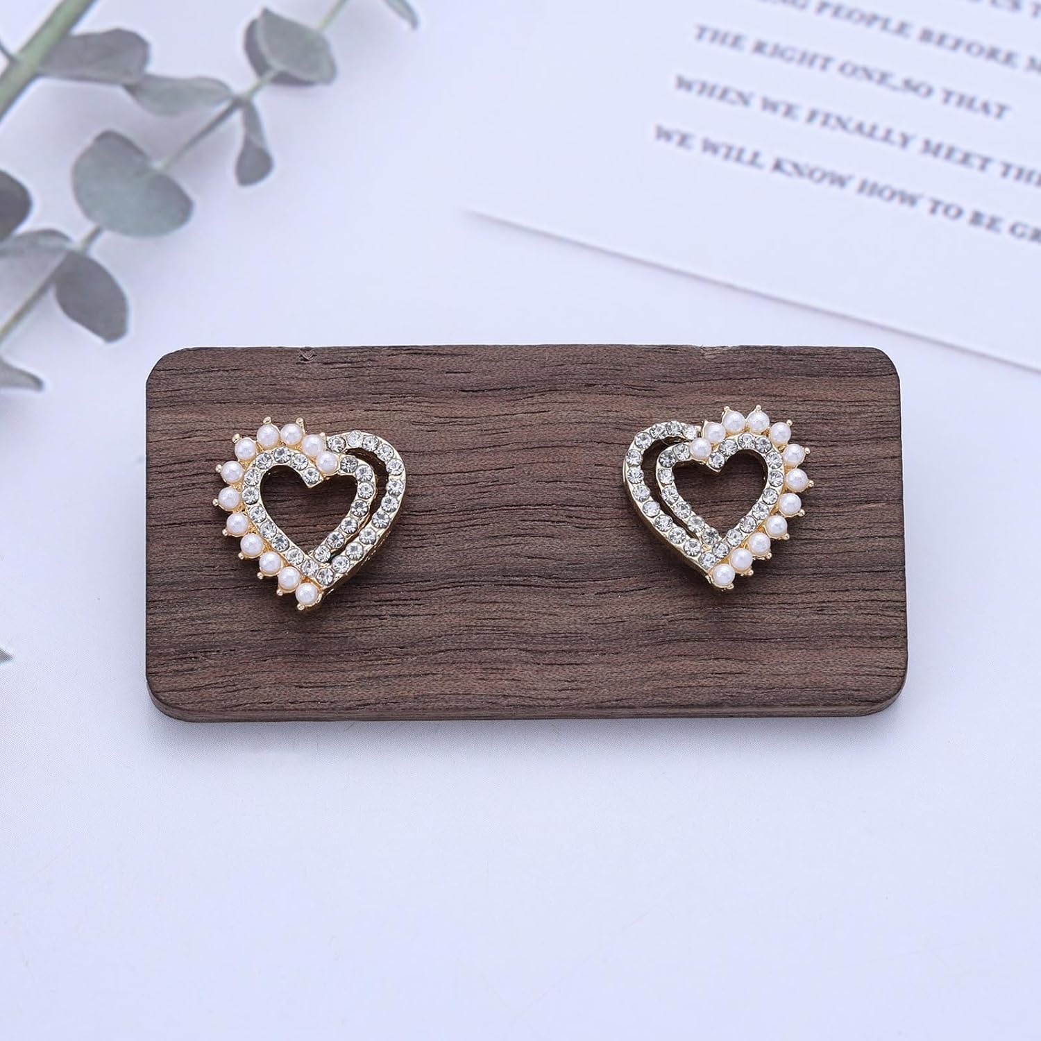 Vintage Crystal Heart Love Stud Earrings Hollow Heart Pearl Earrings Open Cz Heart Love Hoop Earrings Boho Rhinestone Heart Love Stud Earrings for Women - Image 4