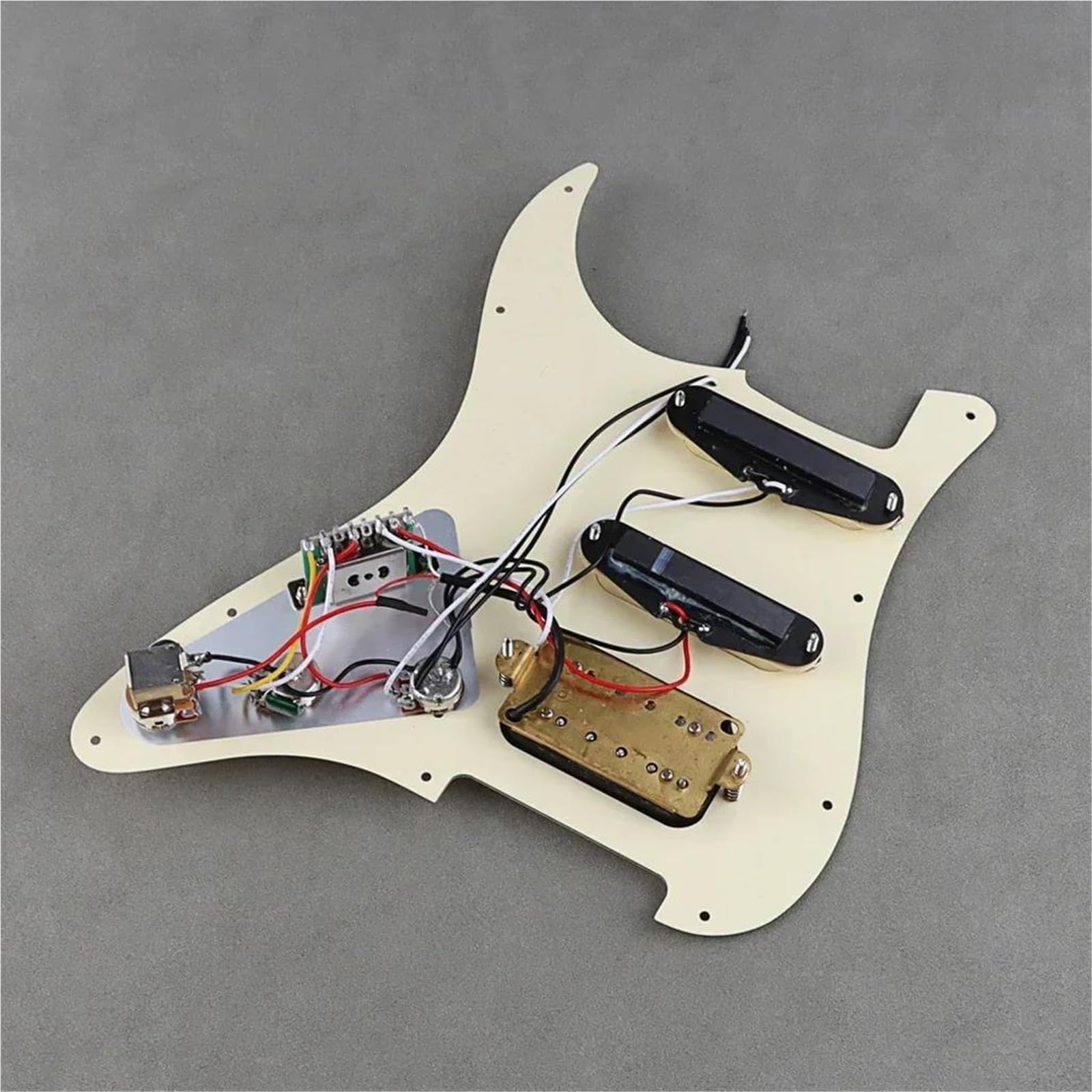 Pastilla Golpeador Juego de pastillas humbucker de 3 capas golpeador de guitarra eléctrica precableado SSH amarillo claro