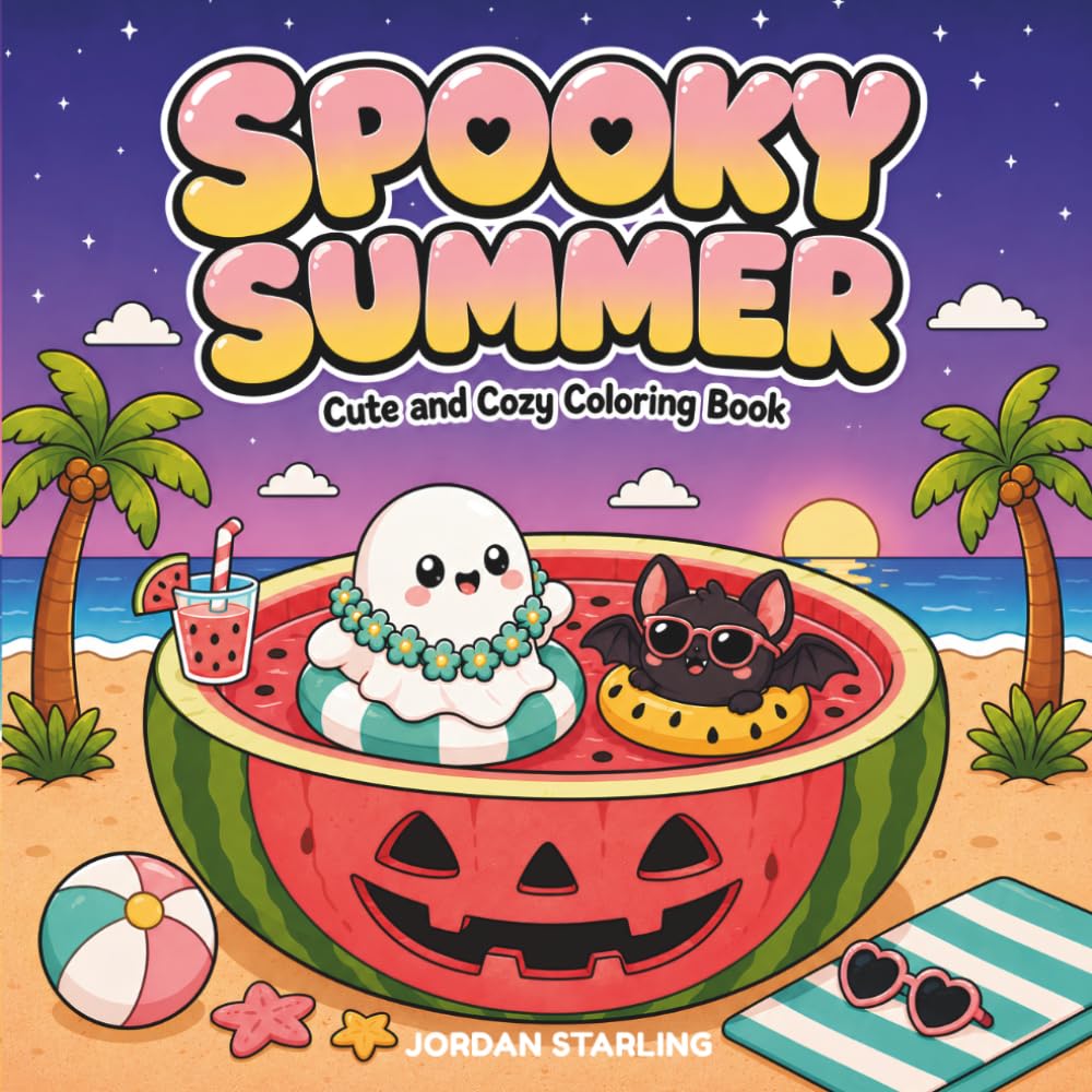 Spooky Summer: Cozy Summerween Coloring Book for Adults and Teens Featuring Super Cute Monsters, Beach Vibes & Creepy Summer Days for Relaxation (Cozy Spooky Halloween)