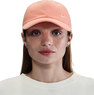 Club Unstructured Cotton Cap – Pastel Mini-Swoosh Adjustable Hat and Soft Fabric for Everyday Wear, Minimalist Style (US, Alpha, Medium, Large, Apricot Agate | Sail)